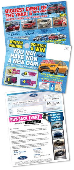 samples of automotive direct mail pieces